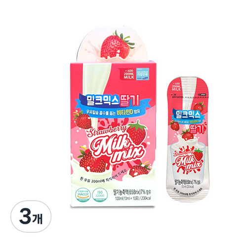 밀크믹스 어린이 비타민D 딸기맛 10p, 3개, 100ml