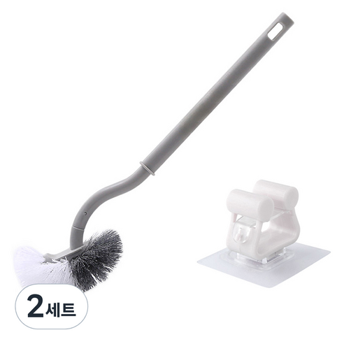 모나코올리브 매직클린 에스커브 변기솔 + 이지변기솔걸이 세트, 그레이(변기솔), 2세트