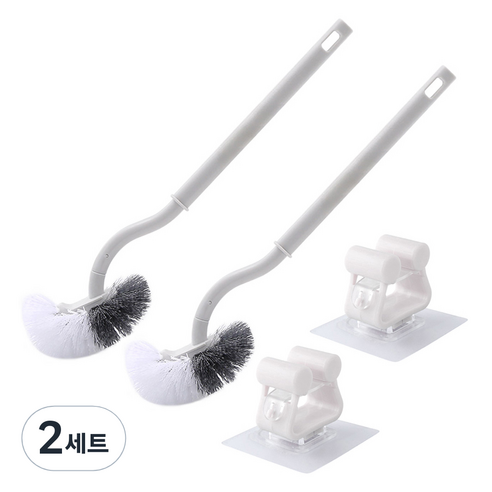 모나코올리브 매직클린 에스커브 변기솔 2p + 이지걸이 2p 세트, 화이트(변기솔), 2세트