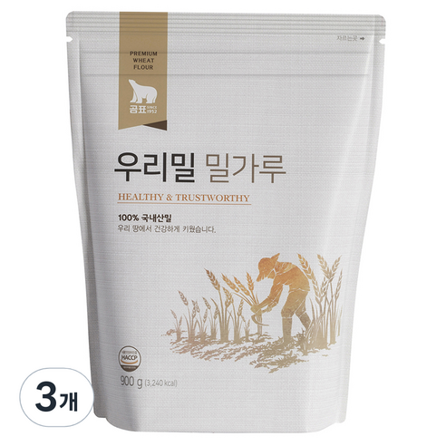 곰표 우리밀 밀가루, 900g, 3개