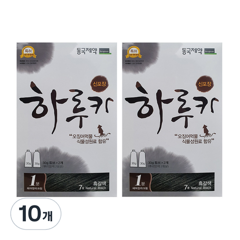 동국제약 하루카 염색약, 7호 흑갈색, 10개