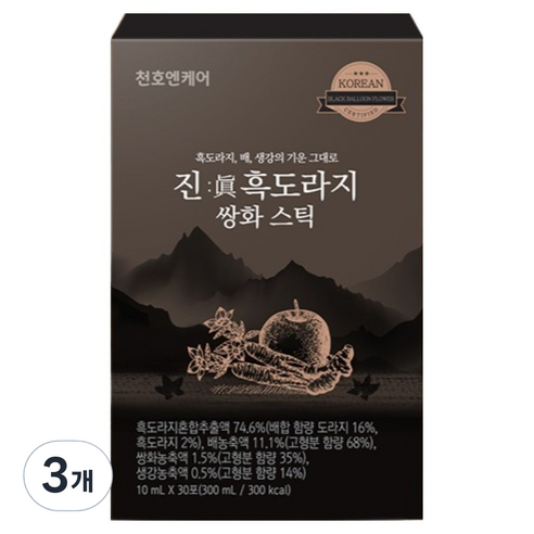 천호엔케어 진 흑도라지 쌍화스틱 30p, 300ml, 3개