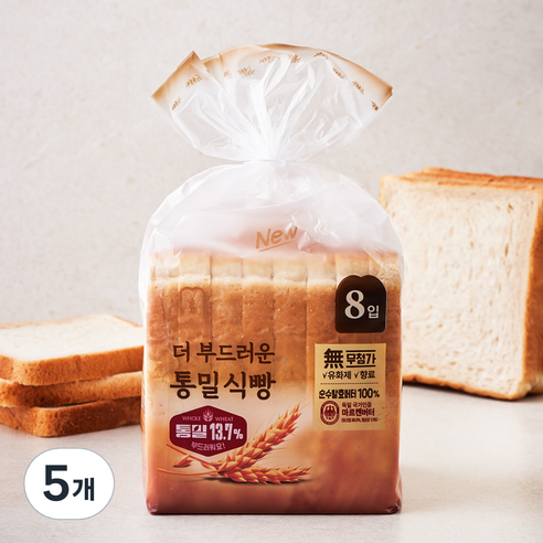 델리팜 더 부드러운 통밀식빵 8입, 380g, 5개