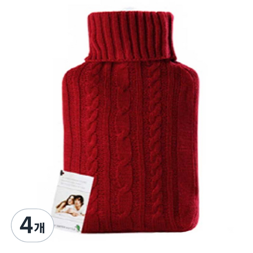 휴고프로쉬 보온물주머니 핫팩 표준형 니트 레드 1.8L, 4개