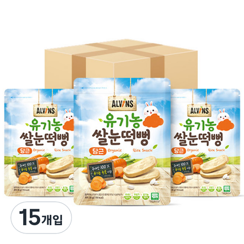 엘빈즈 유기농 쌀눈떡뻥, 당근, 30g, 15개