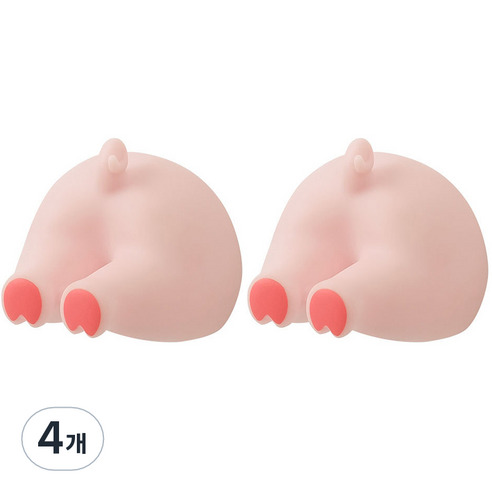 솔브리빙 귀여운 엉덩이 욕실 부착형 칫솔꽂이 걸이 거치대, 핑크 돼지, 4개