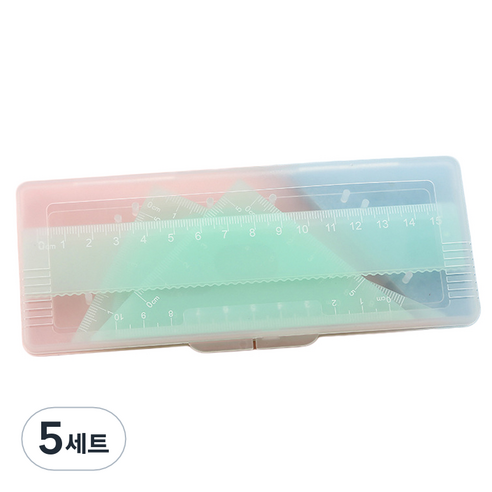 세븐집 파스텔 삼각자 각도기 4종 세트, 그린, 5세트