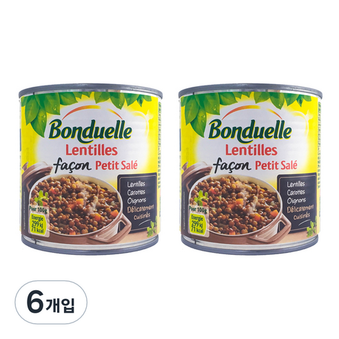 봉듀엘 렌틸콩통조림, 400g, 6개입