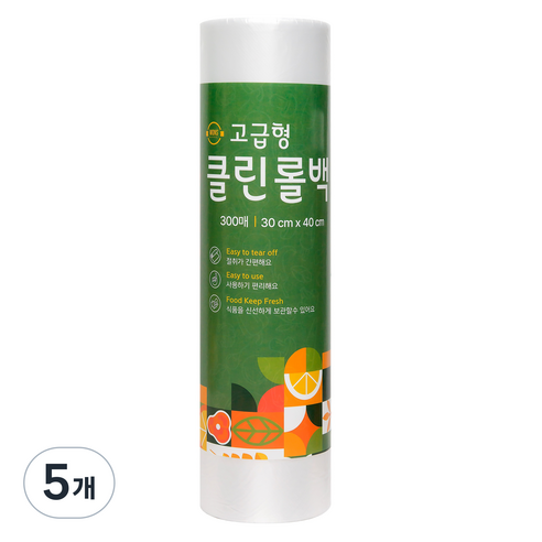 원스마켓 고급형 두꺼운 위생롤백 대형 30cm x 40cm, 대(L), 300개입, 5개