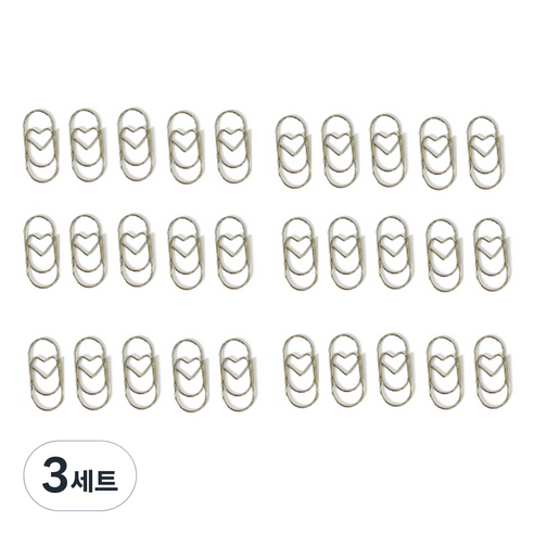 문구담 세련된 컬러 뚱클립 사랑 실버 30p, 3세트