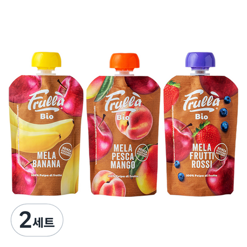 푸루라퓨레 유기농 생과일 혼합맛 사과 바나나 + 사과 복숭아 망고 + 사과 블루베리 딸기 100g 세트, 2세트