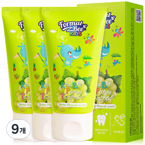 포멀비 키즈 리얼비 프로폴리 치약 샤인머스켓향, 60g, 9개