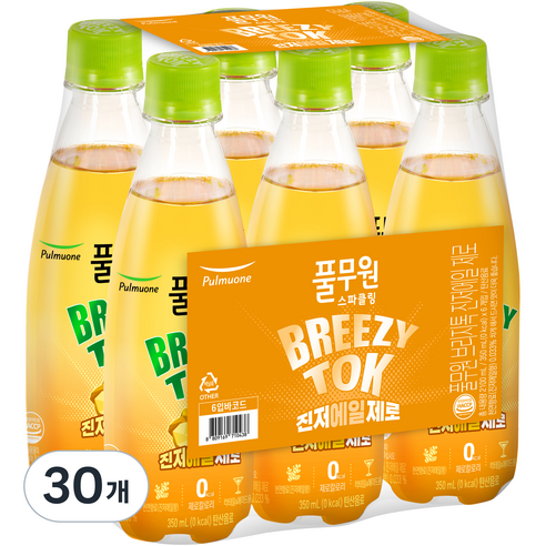 풀무원 브리지톡 진저에일제로 탄산음료, 350ml, 30개