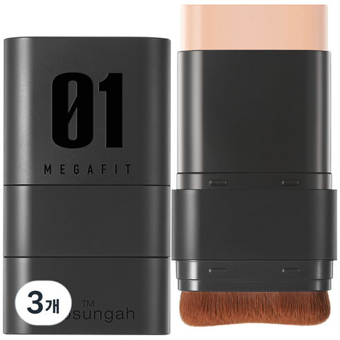 조성아TM 메가 핏 스틱 파운데이션 SPF50+ PA++++ 16g, 내추럴 아이보리, 3개
