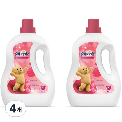 스너글 초고농축 섬유유연제 블루밍 부케 본품, 1.8L, 4개