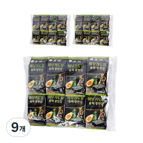 더국민 아보카도유 솔뫼 광천김 16p, 64g, 9개