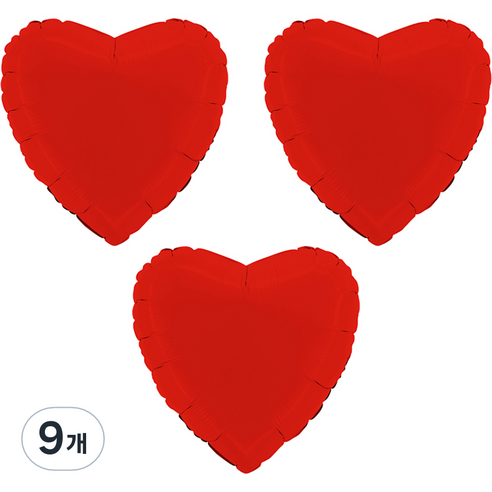 그라보벌룬 하트 은박풍선, 무광 레드, 9개