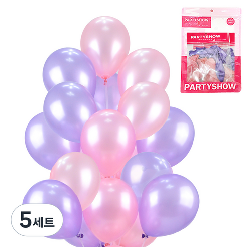 파티쇼 파티 장식 풍선 2종 x 10p 세트, 펄 라이트라벤다, 펄 라이트핑크, 5세트