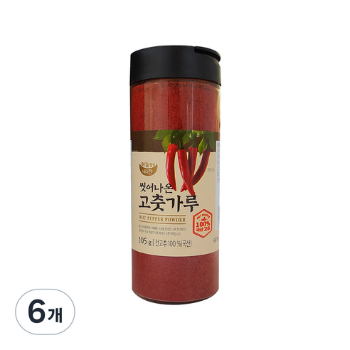 하늘정성내리찬 씻어나온 고춧가루, 105g, 6개