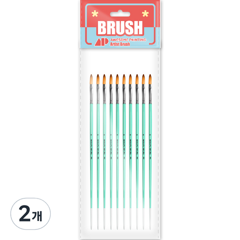 어썸페인팅 유화 아크릴 수채화 겸용 붓 FILBERT 10p, 2호, 2개