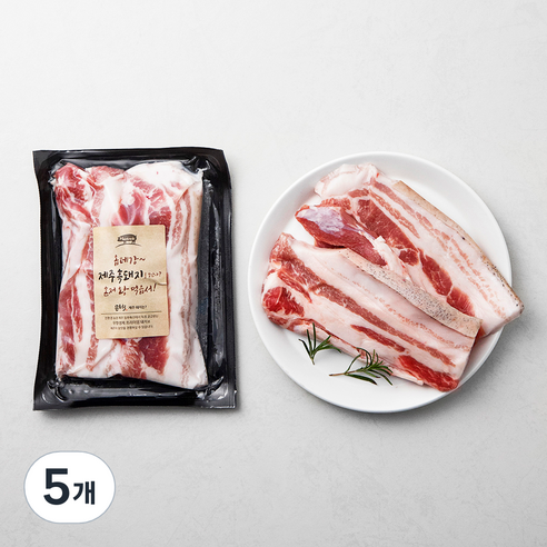 몬트락 한돈 제주 흑돼지 삼겹살 구이용 (냉장), 300g, 5개