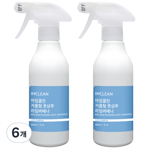 아임클린 클린데이 거품형 풋샴푸 라임버베나 385ml, 6개, 1개입