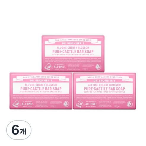 닥터브로너스 체리블라썸 퓨어 캐스틸 바 솝, 140g, 6개