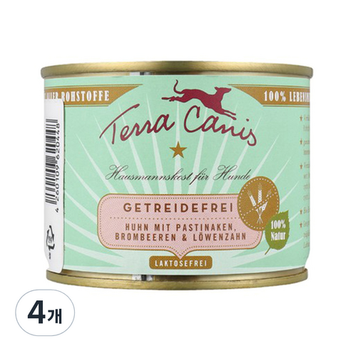테라카니스 그레인프리 치킨과 파스닙 강아지 습식사료, 200g, 4개, 닭
