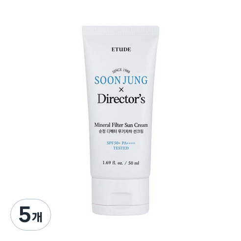 에뛰드 순정 디렉터 무기자차 선크림 SPF50+ PA++++, 5개, 50ml