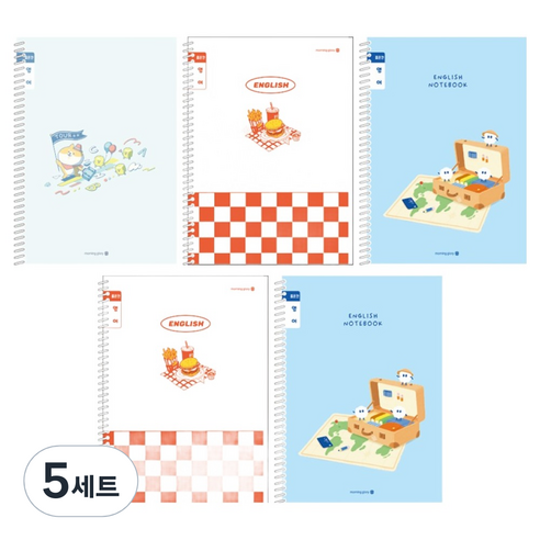 모닝글로리 채움노트 초등 스프링노트 영어 좁은칸 A 5p 세트, 혼합색상, 5세트