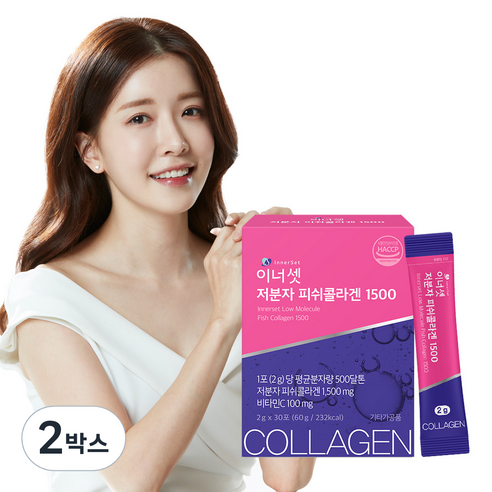 이너셋 저분자 피쉬콜라겐 1500 30p, 60g, 2개