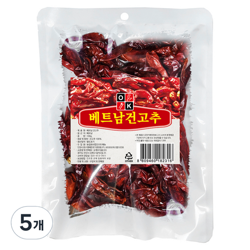오케이 베트남 건 고추, 5개, 100g