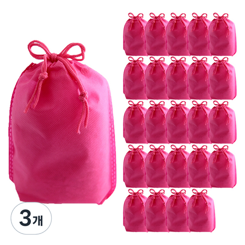 부직포 복주머니 더스트백 16 x 25 cm 25p, 핫핑크, 3개