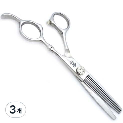 사쿠라겐지 인볼트 35발 V홈 틴닝 미용가위 35BS, 실버(가위), 랜덤발송(가위집), 3개