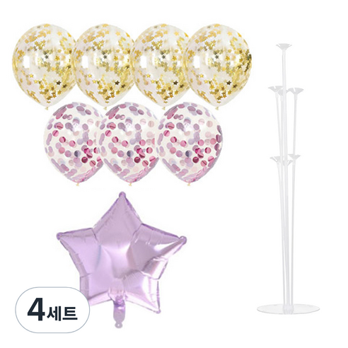 파티쇼 풍선꽂이장식세트 70cm, 은박컨페티 4번, 4세트