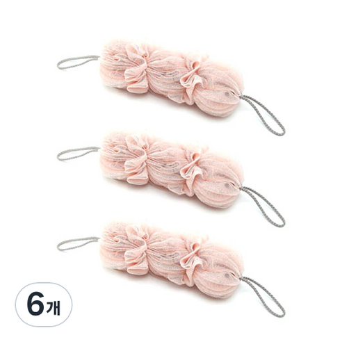 네이처안 롱 샤워볼, 핑크, 1개입, 6개