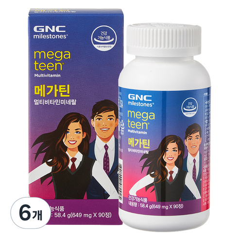 GNC 메가틴 멀티비타민 앤 미네랄, 90정, 6개