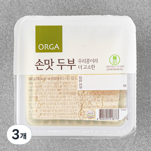 ORGA 고소한 손맛 두부, 300g, 3개