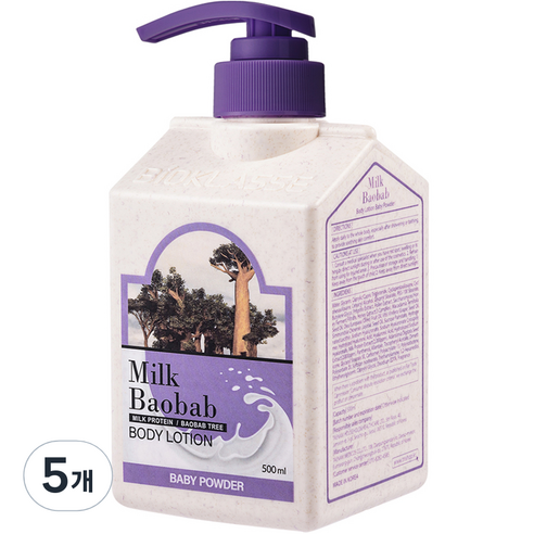 밀크바오밥 대용량 바디로션 베이비파우더향, 500ml, 5개