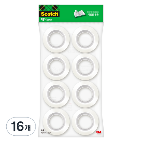 스카치 다용도 매직 테이프 리필 12mm x 20m, 16개, 반투명