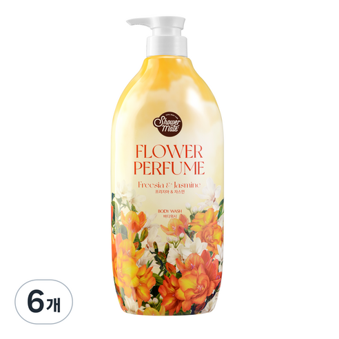 샤워메이트 플라워 퍼퓸 바디워시 프리지아 자스민향, 900g, 6개