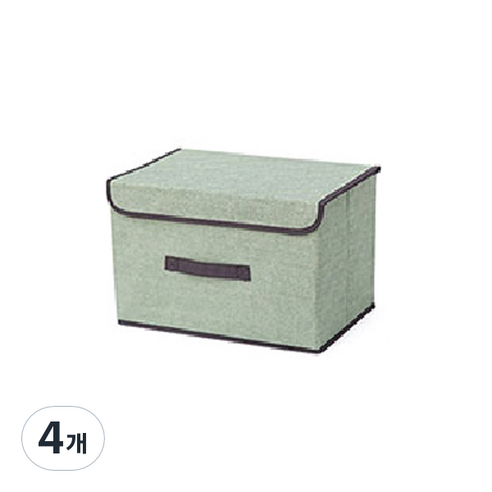 살림마녀 접이식 패브릭 수납박스 L, 그린, 4개