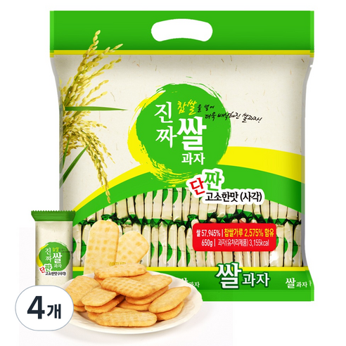 진짜 쌀과자 사각, 650g, 4개