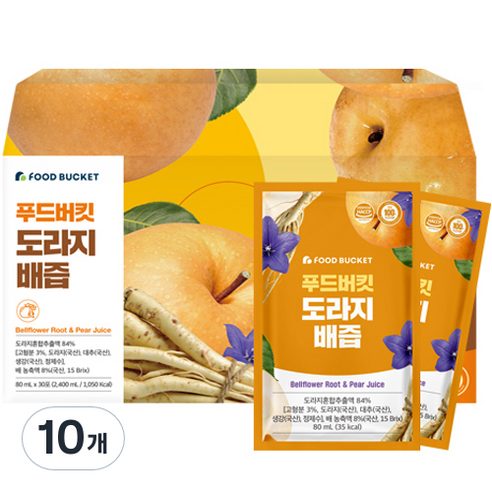 푸드버킷 도라지배즙 30포, 2.4L, 10개