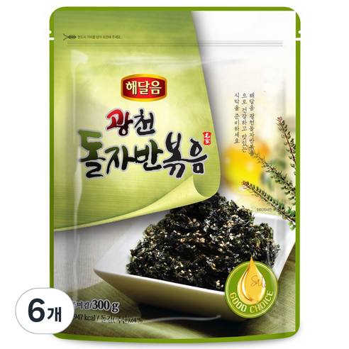 해달음 광천 조미김 돌자반볶음, 300g, 6개