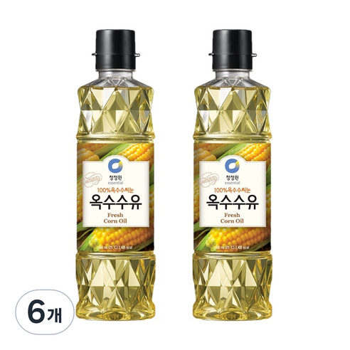 청정원 옥수수유, 900ml, 6개