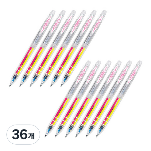 자바펜 네온 3겔 형광 중성펜 0.5mm, 형광핑크, 36개