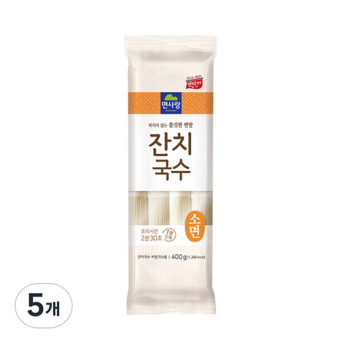 면사랑 잔치국수 소면, 400g, 5개
