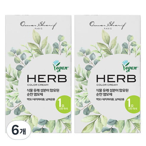 허브칼라 동성제약 허브 칼라크림 염모제, 1호 진한흑색, 6개
