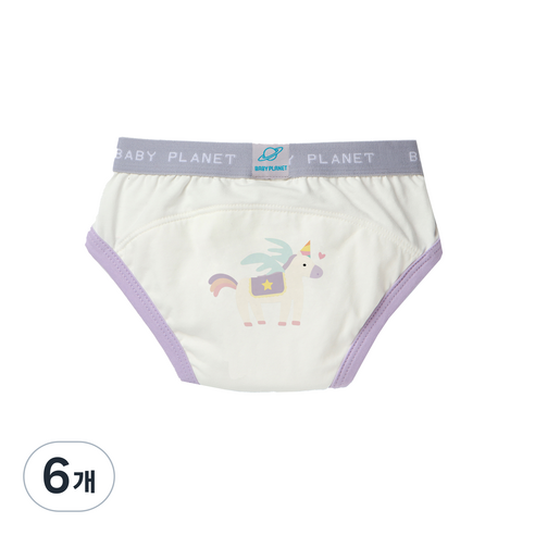 베이비플라넷 밤부 아기 배변훈련팬티, 리틀 유니콘, 6개